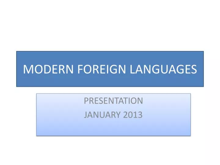 modern foreign languages