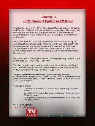 Concept 1: IDOL TONIGHT Update in PM Drive