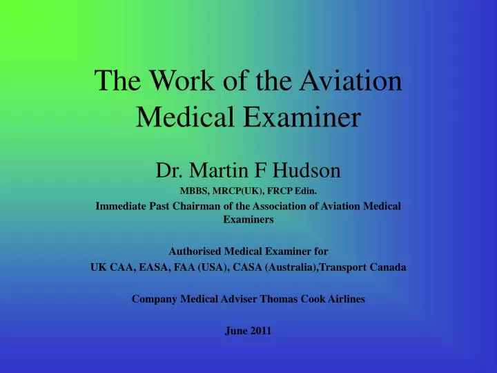 the work of the aviation medical examiner