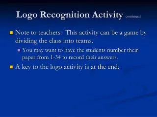 Logo Recognition Activity continued