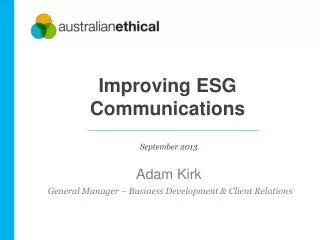 Improving ESG Communications