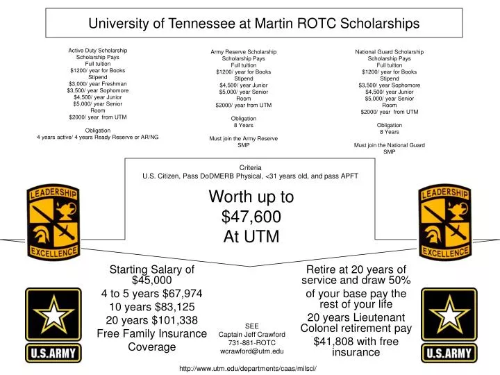university of tennessee at martin rotc scholarships