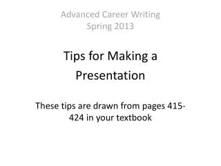 Advanced Career Writing Spring 2013