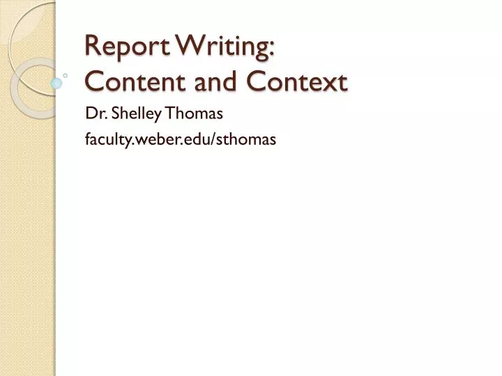 report writing content and context