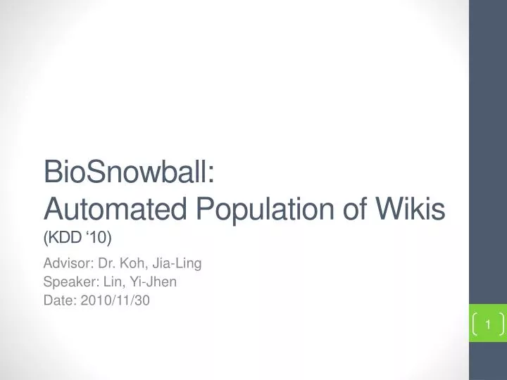 biosnowball automated population of wikis kdd 10