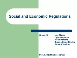 Social and Economic Regulations