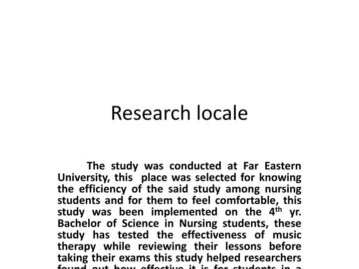 research locale