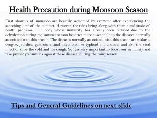 Health Precaution during Monsoon Season