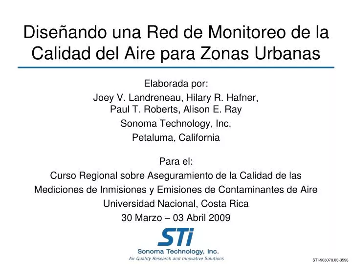 dise ando una red de monitoreo de la calidad del aire para zonas urbanas