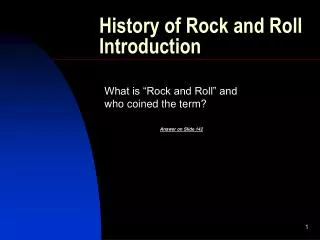 History of Rock and Roll Introduction