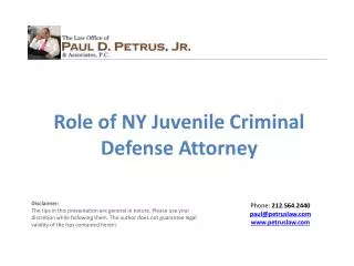Role of NY Juvenile Criminal Defense Attorney