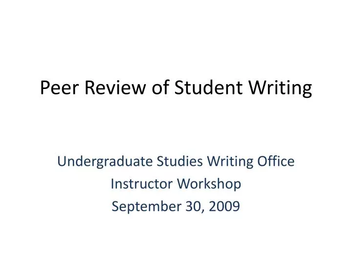 peer review of student writing