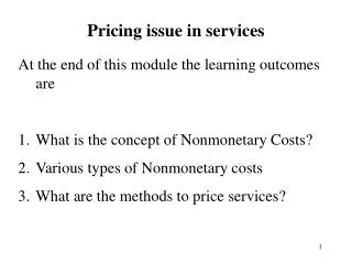 Pricing issue in services