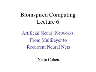 Bioinspired Computing Lecture 6
