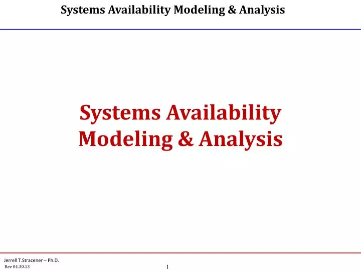 systems availability modeling analysis