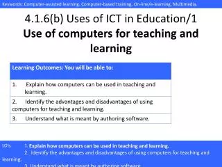 4.1.6(b) Uses of ICT in Education/1 Use of computers for teaching and learning