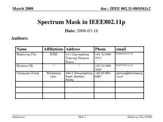 Spectrum Mask in IEEE802.11p