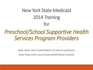 Preschool/School Supportive Health Services Program Providers