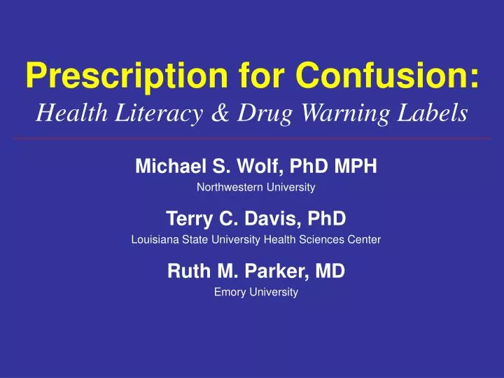 prescription for confusion health literacy drug warning labels