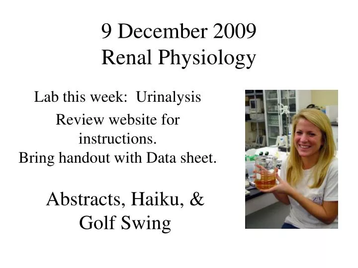 9 december 2009 renal physiology