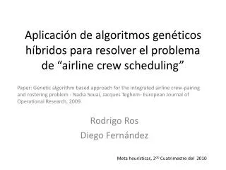 aplicaci n de algoritmos gen ticos h bridos para resolver el problema de airline crew scheduling