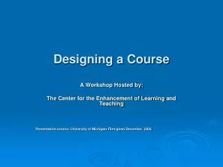 Designing a Course