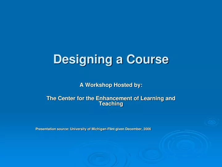 designing a course