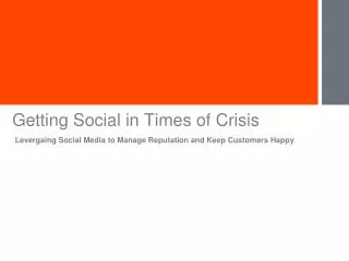 Getting Social in Times of Crisis