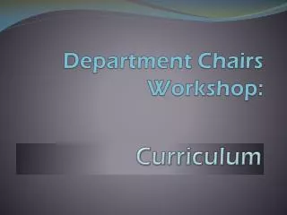 Department Chairs Workshop:
