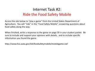 Internet Task #2: Ride the Food Safety Mobile