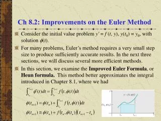 Ch 8.2: Improvements on the Euler Method