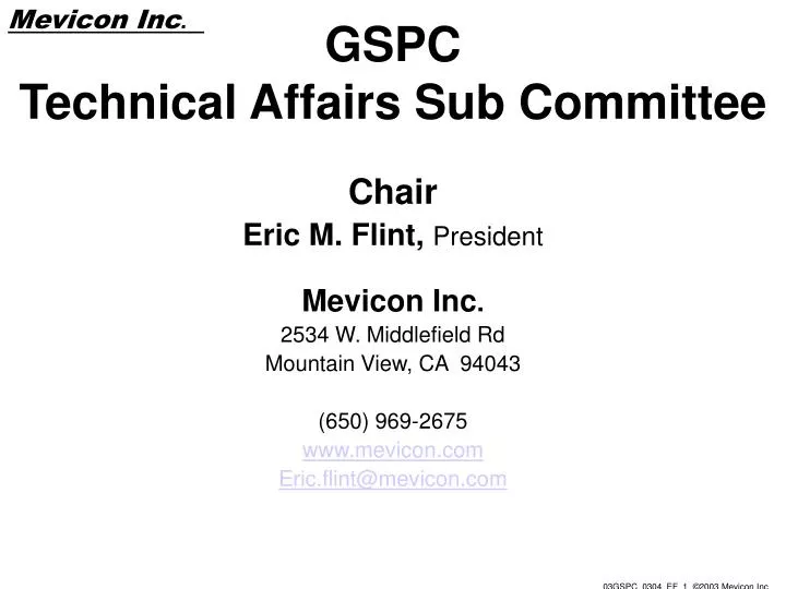 gspc technical affairs sub committee