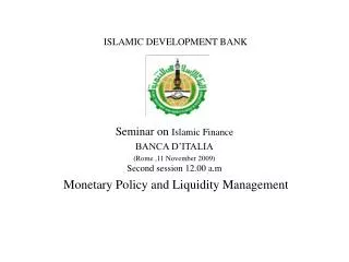 ISLAMIC DEVELOPMENT BANK