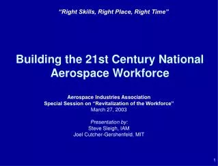 Building the 21st Century National Aerospace Workforce