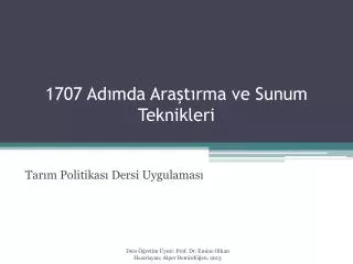 1707 Adımda Araştırma ve Sunum Teknikleri