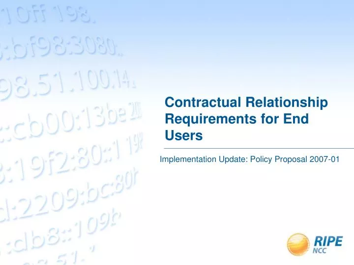 contractual relationship requirements for end users