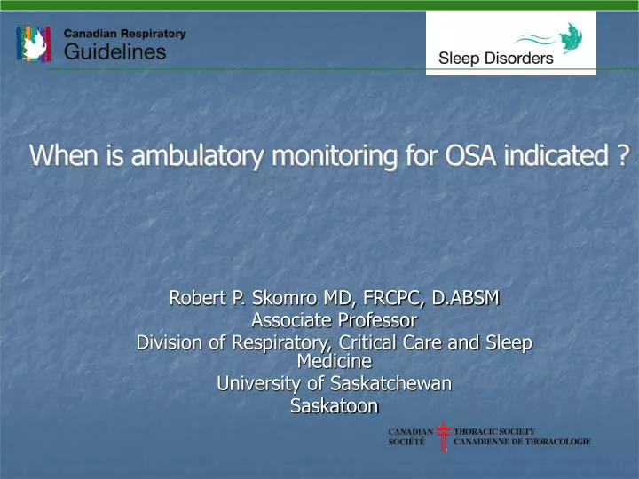 when is ambulatory monitoring for osa indicated