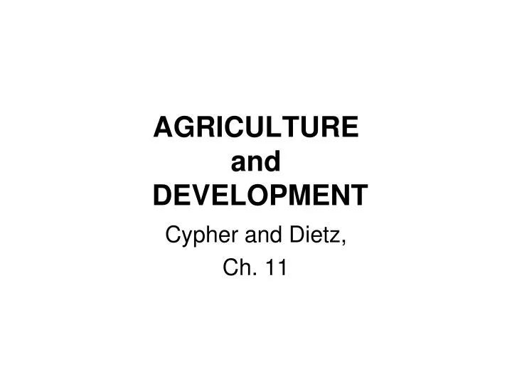 agriculture and development