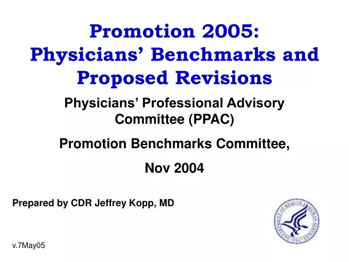 promotion 2005 physicians benchmarks and proposed revisions