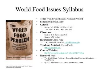 World Food Issues Syllabus