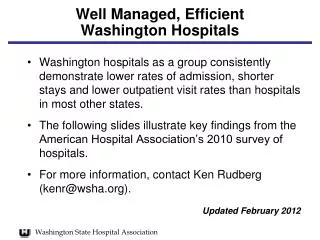 Well Managed, Efficient Washington Hospitals