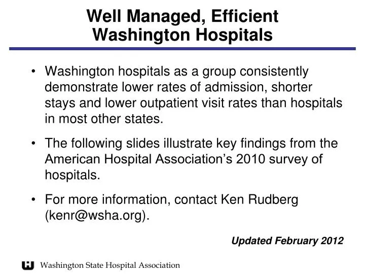 well managed efficient washington hospitals