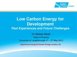 Low Carbon Energy for Development Past Experiences and Future Challenges