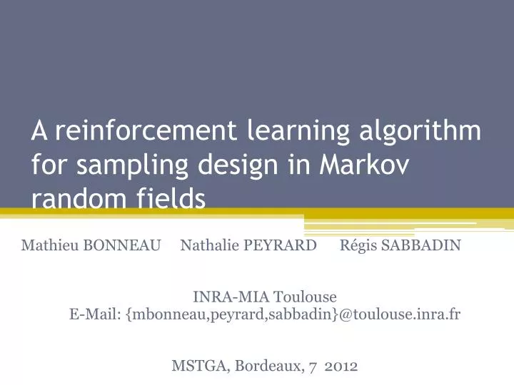 a reinforcement learning algorithm for sampling design in markov random fields