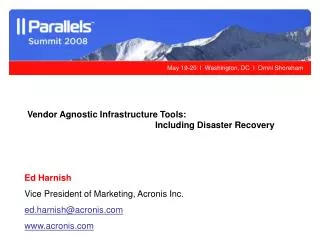 Vendor Agnostic Infrastructure Tools: 				Including Disaster Recovery