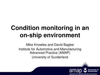 Condition monitoring in an on-ship environment