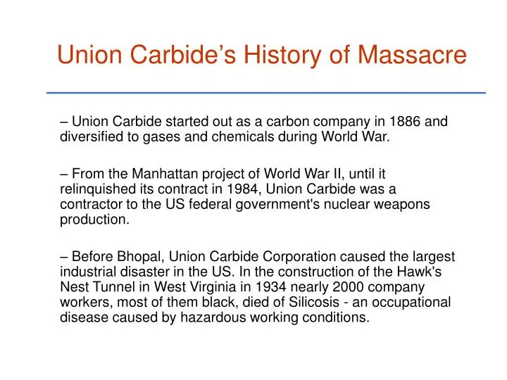 union carbide s history of massacre