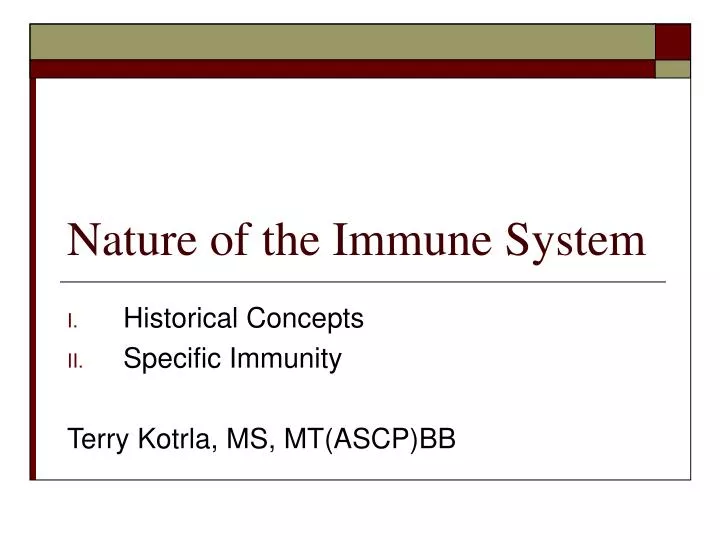 nature of the immune system