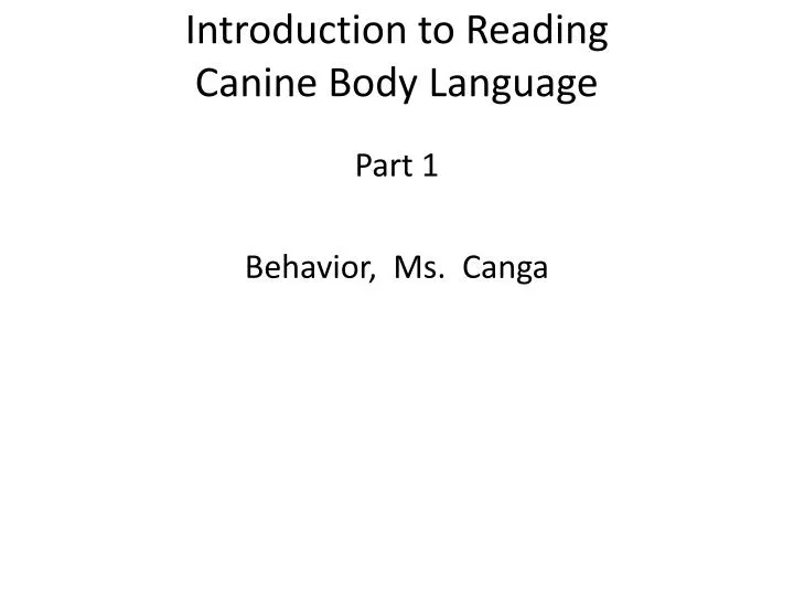 introduction to reading canine body language