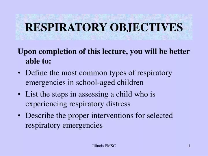 respiratory objectives
